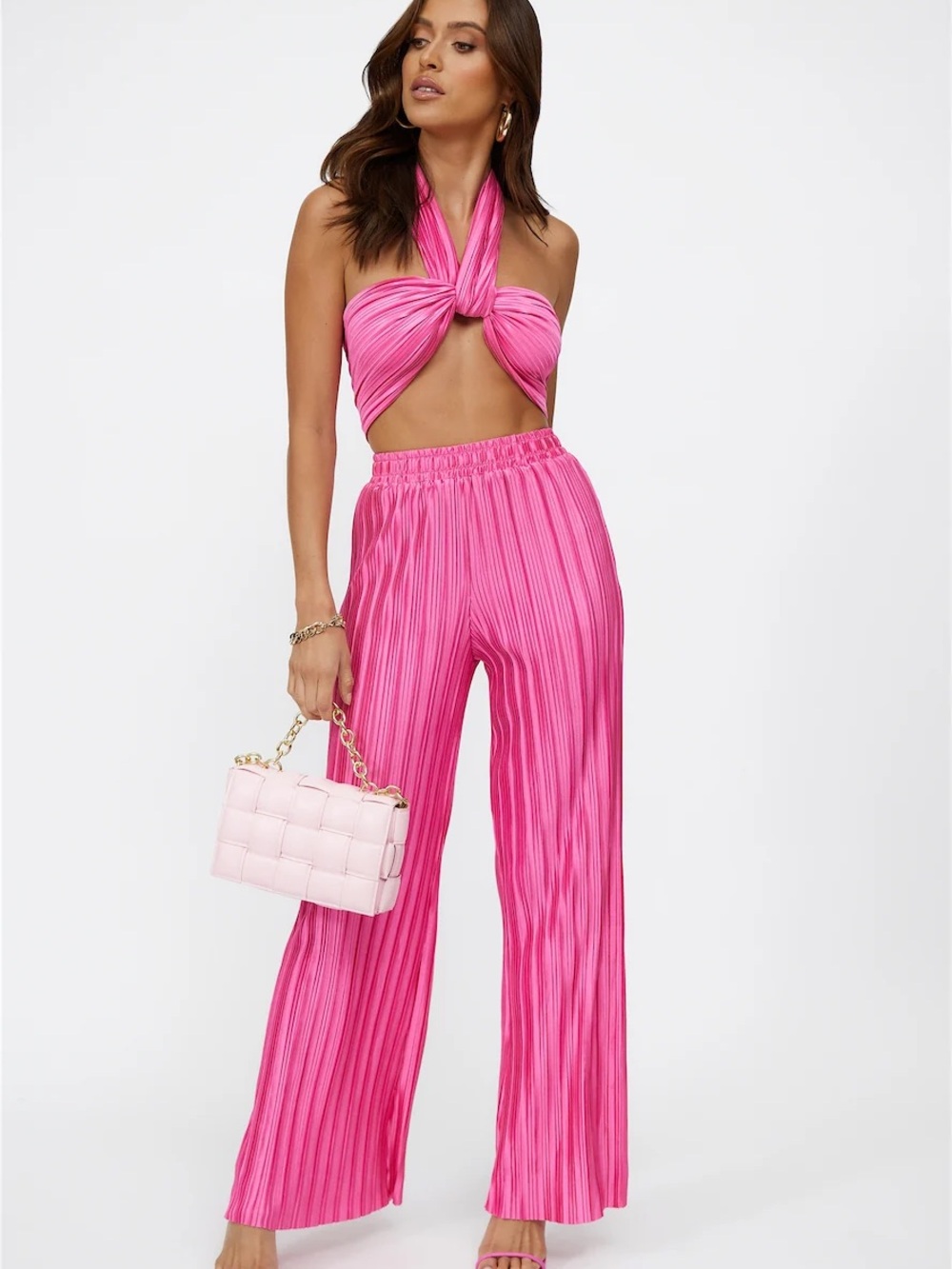 Hello Molly Set Heart Crop and Pants Pink